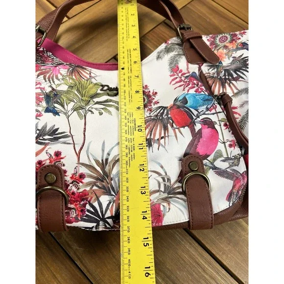 Desugual Rotterdam New Tropic Shoulder Bag Purse Tote Floral Bird Print EUC - Picture 8 of 8